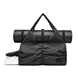 Travel Yoga Gym Bag for Women, Carrying Workout Gear, Makeup, and Accessories, Shoe Compartment and Wet Dry Storage Pockets, Fun Medium，Black