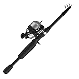 Zebco 33 Spincast Reel and Telescopic Fishing Rod Combo, Extendable 22.5-Inch to 6-Foot E-Glass Fishing Pole, Size 30 Reel, Quickset Anti-Reverse Fishing Reel with Bite Alert, Silver/Black