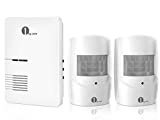 Driveway Alarm, 1byone Home Security Alert System with 36 Melodies, 1 Plug-in Receiver and 2 Weatherproof PIR Motion Detector, 1000ft Wireless Transmission Range and 24ft PIR Detection Range