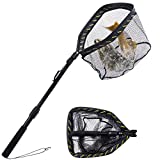 Floating Fishing Net, Folding Fishing Net for Saltwater or Freshwater, Rubber Coated Landing Net for Easy Catch and Release, Fishing Net with Telescopic Handle for Kayak