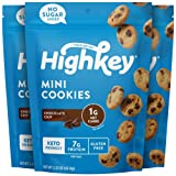 Highkey Keto Chocolate Chip Cookies - 3 Pack - Gluten Free Snacks Keto Food Sugar Free High Protein Cookie Zero Carbs Healthy Low Carb Snack Foods Diabetic Friendly Ketogenic Dessert Treats Products