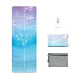 Travel Yoga Mat, Eco-Friendly Natural Rubber Non Slip Hot Yoga Mat Towel Combo -Comes with Carrying Bag and spray bottle, | for All Types of Yoga(72'L x 27'W x 1.5mm Thick,3.5 Pounds)