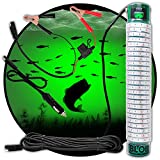 Green Underwater Fishing LED Light 15000 Lumens 12 Volt Night Fish Attracting Saltwater IP68 Waterproof Pro15DX w Alligator Clips and Cigarette Lighter QD Adapters, Long 30ft Cord, Made in Texas