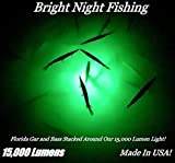 Bright Night Fishing 25ft Battery clamp Underwater Fishing Light Green 15,000 lumens 300 LED Submersible Fish Attractor Boat and Dock Lights Salt Water Fresh Water 12v DC Crappie BR:15000