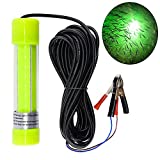 AGOOL Underwater Fishing Light Super Bright Lure Bait Finder Night Fishing Light 20W LED Lamp 12V-24V with Battery Clip for Shrimp, Prawns, Squid and Fish (Green)