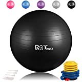 BST POWER Exercise Ball, 45-85cm Extra Thick Yoga Ball Chair, Anti-Burst Heavy Duty Gym Ball Stability Ball Birthing Ball with Quick Pump (Black, 55 cm)