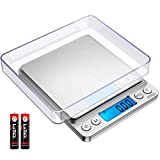(Upgraded) AMIR Digital Kitchen Scale, 500g Mini Pocket Jewelry Scale, Cooking Food Scale, Back-Lit LCD Display, 2 Trays, 6 Units, Auto Off, Tare, PCS, Stainless Steel, Batteries Included