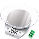 Etekcity 0.1g Food Scale, Bowl, Digital Grams and Ounces for Weight Loss, Dieting, Baking, Cooking, and Meal Prep, 11lb/5kg, Stainless Steel Silver