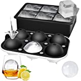 ROTTAY Ice Cube Trays (Set of 2), Sphere Ice Ball Maker with Lid & Large Square Ice Cube Maker for Whiskey, Cocktails and Homemade, Keep Drinks Chilled