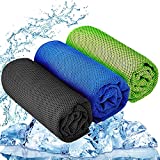 YQXCC 3 Pcs Cooling Towel (47'x12') Cool Cold Towel for Neck, Microfiber Ice Towel, Soft Breathable Chilly Towel for Yoga, Golf, Gym, Camping, Running, Workout & More Activities