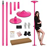 PRIORMAN Pole Dancing Pole for Home - 45mm Spinning Dance Pole with Extension, Pink Portable Dance Pole, Heavy Duty, Great for Bedroom, Pole Dance Studio & Pole Fitness (Pink