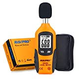 RISEPRO Decibel Meter, Digital Sound Level Meter 30 – 130 dB Audio Noise Measure Device Backlight MAX/MIN, Data Hold Auto Power Off Dual Ranges HT-80A