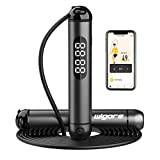 Jump Rope, Wigore Smart Jump Rope with smart life APP Data Analysis, Rechargeable Li-Battery built-in Skipping Rope with HD LED Display for Fitness - Fitness gifts for Men, Women, Kids, Girls(black)