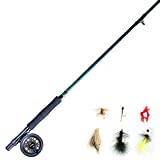 Martin Complete Fly Fishing Kit, 8-Foot 5/6-Weight 3-Piece Fly Fishing Pole, Size 5/6 Rim-Control Reel, Pre-spooled with Backing, Line and Leader, Includes Custom Fly Tackle Assortment, Brown/Green
