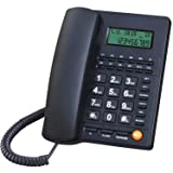 Corded Landline Phones for Home/Hotel/Office, Desk Corded Telephone with Display and Adjustable Volume (Black)