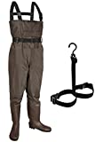 KOMEX Chest Waders,Fishing Boots Waders Hunting Bootfoot with Wading Belt Waterproof Boots Breathable Nylon and PVC Wading Boots for Men and Women