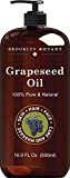 Brooklyn Botany Grapeseed Oil for Skin and Hair – 100% Pure and Natural - Carrier Oil for Essential Oils, Aromatherapy and Massage – Moisturizing Skin, Hair and Face – 16 fl Oz