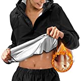 Junlan Sauna Suit for Women Sweat Sauna Pants Weight Loss Jacket Gym Workout Vest Sweat Suits for Women(Black Tops Only,Medium)