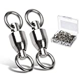 AMYSPORTS Ball Bearing Swivels Connector High Strength Stainless Steel Solid Welded Rings Barrel Swivels Saltwater Freshwater Fishing 25pcs 44lbs