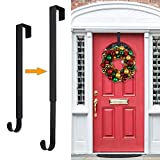Wreath Hanger,Adjustable Wreath Hanger for Front Door from 14.9-25',20 lbs Larger Door Wreath Hanger Christmas Wreaths Decorations Hook(Black)