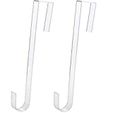 Non Scratch, 100% Clear 12 in Wreath Hanger 2 Pack. Slim Christmas Wreaths Holders for Hanging Fall Halloween Decorations Over Front or Garage Door. Best Long Hooks for Indoor or Outdoor Home Decor