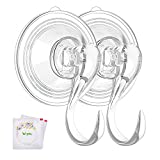 Wreath Hanger, VIS'V Large Clear Removable Heavy Duty Suction Cup Wreath Hooks with Wipes 22 LB Strong Window Glass Door Suction Cup Wreath Holder for Halloween Christmas Wreath Decorations - 2 Packs