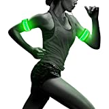 Pack of 2pcs- LED Sports Saftey Flashing Reflective Armband with High Visibility Light up Glow in The Dark Bracelet for Cycling, Jogging, Walking and Running (Green)