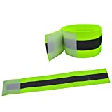 2PCS High Visibility Reflective Night Running Walking Elastic Strap Wristbands Ankle Bands Armbands Safety for Cycling Walking Running Camping Outdoor Sports-Fits Women, Men & Kids (1 Pairs / 2 Bands)