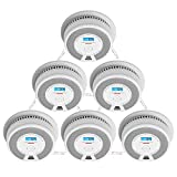 X-Sense Wireless Interconnected Combination Smoke and Carbon Monoxide Detector with LCD Display & 10-Year Battery, Over 820 ft Transmission Range, SC07-W, Pack of 6