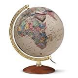 Waypoint Geographic Athens Illuminated World globe with Antique Ocean and Raised Relief Feature - 1000+ up-to-date place names & points of interest, desktop globe with wood stand (12' diameter)
