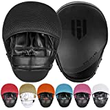 Punching Mitts Kickboxing Muay Thai MMA Boxing Mitts Training Focus Punch Mitts Bags Hand Target Pads for Kids, Men & Women (Pair) (All-Black)