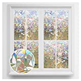 rabbitgoo Window Privacy Film, Rainbow Window Clings, 3D Decorative Window Vinyl, Stained Glass Window Decals, Static Cling Window Sticker Non-Adhesive, 17.5 x 78.7 inches