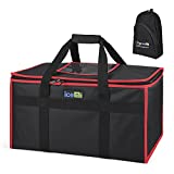 iceMi High-Quality Insulated Delivery Bag, 22'x13'x12',Meal Delivery Bag, Used for Food Delivery, Commercial-Grade Food Constant Temperature Bag,Black（with A Small Waist Bag）