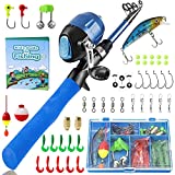 PLUSINNO Kids Fishing Pole,Telescopic Fishing Rod and Reel Combos with Spincast Fishing Reel and String with Fishing Line