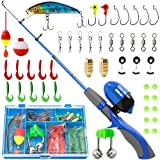PLUSINNO Kids Fishing Pole,Portable Telescopic Fishing Rod and Reel Full Kits, Spincast Youth Fishing Pole Fishing Gear for Kids, Boys