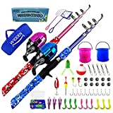 WIDDEN 2 Pack Kids Fishing Pole, Portable Telescopic Kids Fishing Poles Set for Boys and Girls, Fishing Rod and Reel Combo Kit with Tackle Box, and Fishing Net, Best Fishing Pole for Toddler Youth