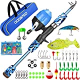 ODDSPRO Kids Fishing Pole - Kids Fishing Starter Kit - with Tackle Box, Reel, Practice Plug, Beginner's Guide and Travel Bag for Boys, Girls
