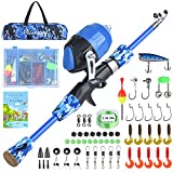 Milerong Kids Fishing Pole, Telescopic Fishing Rod and Reel Combo for Youths with Spincast Fishing Reel, Fishing Tackles, Fishing Lures, Fishing Lines and User Manual- Popular Gifts for Boys and Girls
