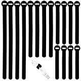 100PCS Reusable Cable Ties - Multi-Purpose Cable management Hook & Loop Cable Straps Wire Ties, Adjustable Fastening Cord Organizer, Cable Organizer for Home, Office and Data Centers,4 Sizes & Black.