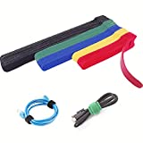 Reusable Fastening Cable Ties Cord Straps,Multi-Purpose Adjustable Fastening Cord Ties Cord Straps Cable Management Organizer Kit with Hook and Loop for Office Home TV Workshop PC Desk (60Pack)