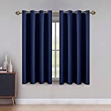 LUSHLEAF Blackout Curtains for Bedroom, Solid Thermal Insulated with Grommet Noise Reduction Window Drapes, Room Darkening Curtains for Living Room, 2 Panels, 52 x 63 inch Navy