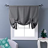 NICETOWN Thermal Insulated Blackout Curtain - Bathroom Curtain Gray Tie Up Shade for Small Window, Window Valance Balloon Blind (Rod Pocket Panel, 46 inches W x 63 inches L)