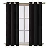 Deconovo Room Darkening Thermal Insulated Blackout Grommet Window Curtain for Living Room, Black,42x63-inch,1 Panel