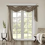 Madison Park womens Scarf Sheer Curtains For Bedroom Modern Contemporary Window Curtain For Kitchen Solid Fabric Panels, Taupe, 42 x 216 US