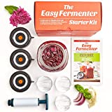 The Easy Fermenter Premium Wide Mouth Fermentation Kit (3 Lids + 3 Weights + Pump) – The Complete Starter Kit - Begin Fermenting with Sauerkraut, Kimchi, Pickles, Fermented Vegetable