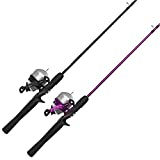 Zebco 33 Spincast Reel and Fishing Rod Combos (2-Pack), 5-Foot 6-Inch 2-Piece Fiberglass Rods with EVA Handle, Quickset Anti-Reverse Fishing Reels with Bite Alert, 1-Pink, 1-Black