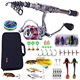 Sougayilang Fishing Rod and Reel Combos - Carbon Fiber Telescopic Fishing Pole - Spinning Reel 12 +1 BB with Carrying Case for Saltwater and Freshwater Fishing Gear Kit(Silver 6.89ft -3000)