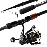 KINGSWELL Telescopic Fishing Rod and Reel Combo, Premium Graphite Carbon Collapsible Fishing Pole with Spinning Reel, Portable Travel kit for Adults Kids, 6.80ft Medium Heavy