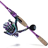 Sougayilang Fishing Rod Reel Combo，Carbon Fiber Protable Spinning Fishing Pole and Colorful Spinning Reel for Travel 4 Pieces Freshwater-6.9FT