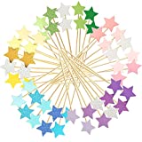 Winrase 50pcs Multicolor Stars Cupcake Toppers Mini Cake Toppers Food Decoration Toppers Party Decorative Accessories for Birthday Wedding Baby Shower
